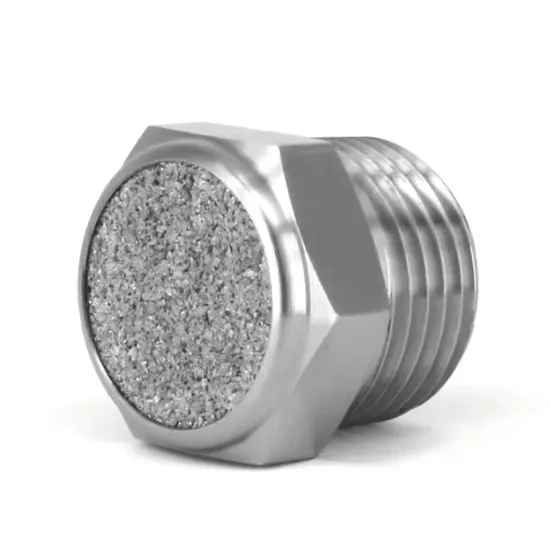 Stainless Steel Pneumatic Fitting Part Air Silencer Flat Head Muffler Sintered Silencer